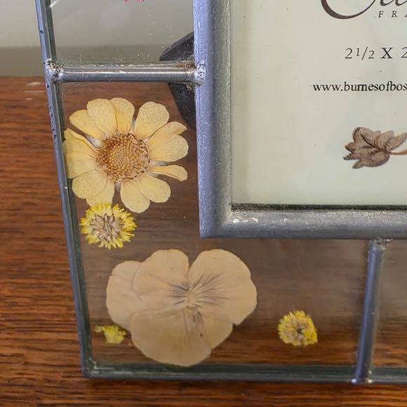 Vintage Carr Pressed Flower Stained Glass Picture Frame 2.5 in x 2.5 in - Picture 5 of 7
